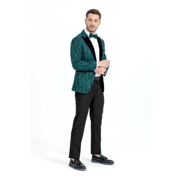 Derman Green Silvery Patterned Fabric Tuxedo - Picture 4 of 7